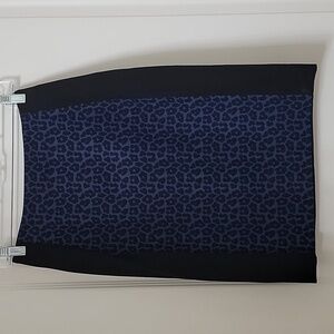 Roland Mouret for Banana Republic Blue & Black Animal Print Pencil Skirt, Size 4